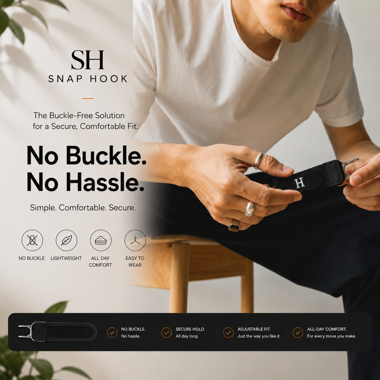 Snap Hook buckle-free belt